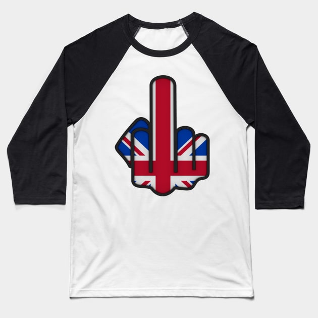 Union Jack The Finger Baseball T-Shirt by SolarCross